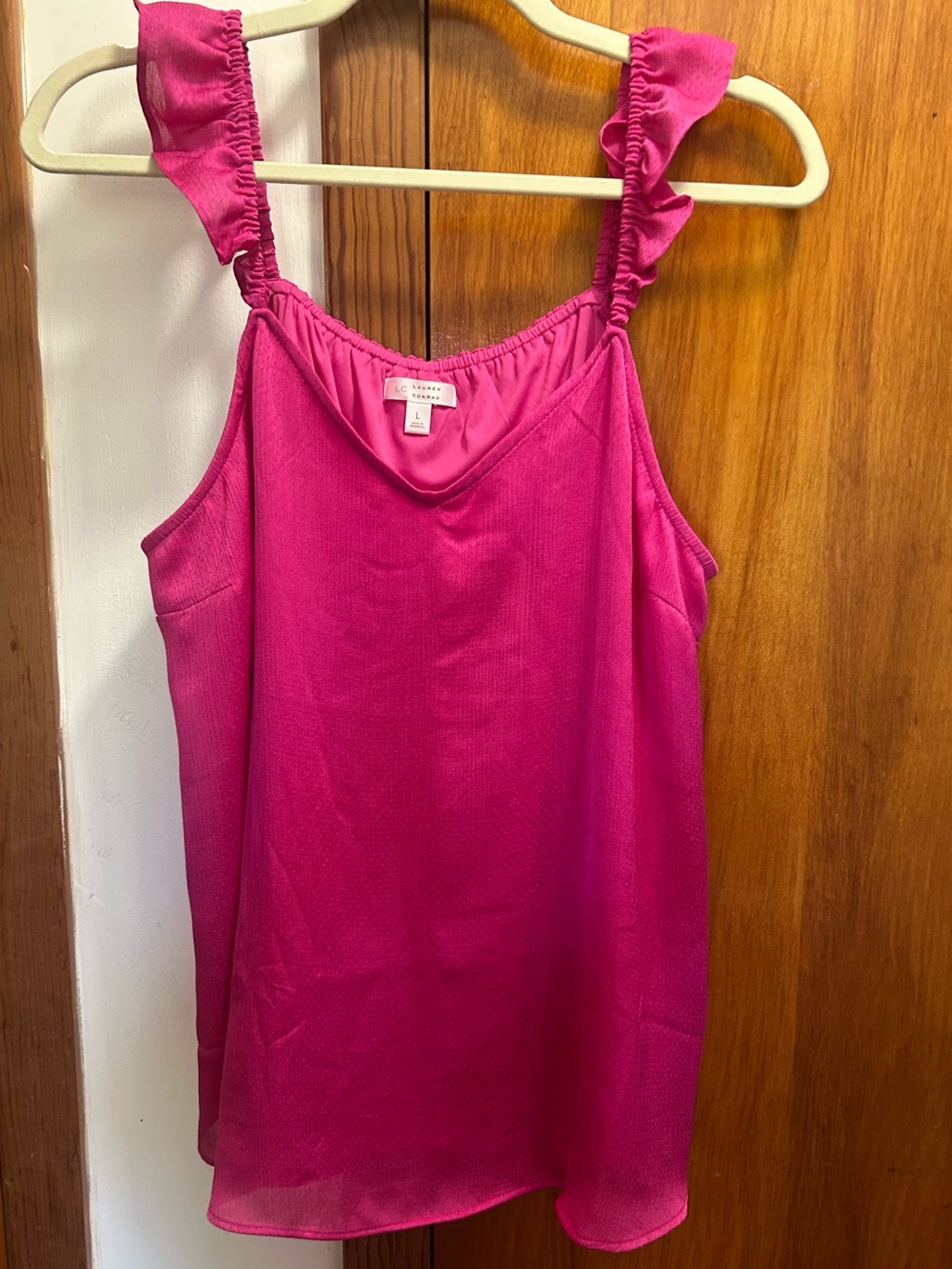 LC Lauren Conrad Fuchsia Ruffle Strap Camisole